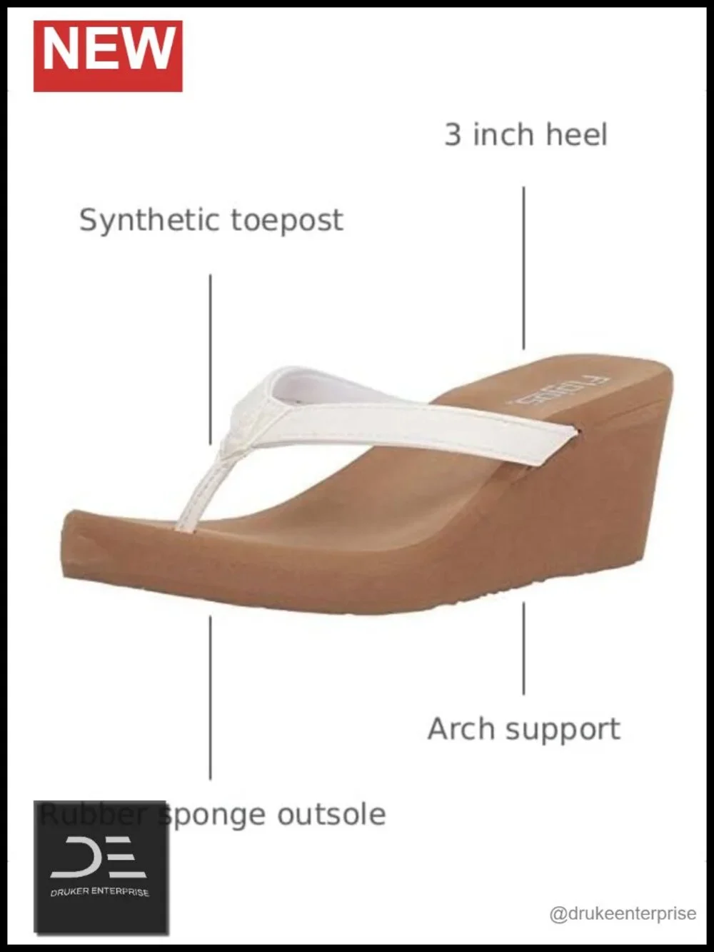 Women's Handcrafted Wedge Flip Flop Sandals with Arch Support